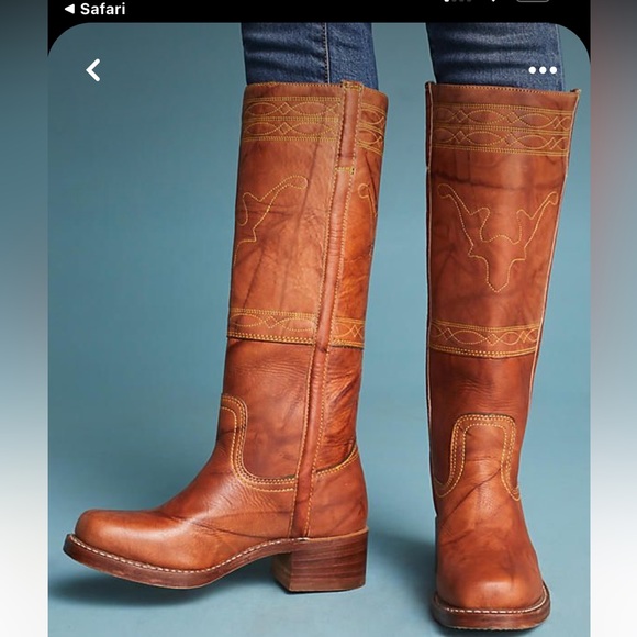 RARE VINTAGE Sz 9.5 CAMPUS long horn stitch 13.5” tall boots Brown leather - Picture 4 of 11